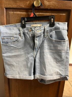 Levi's Light Blue Denim Rolled Cuff Shorts